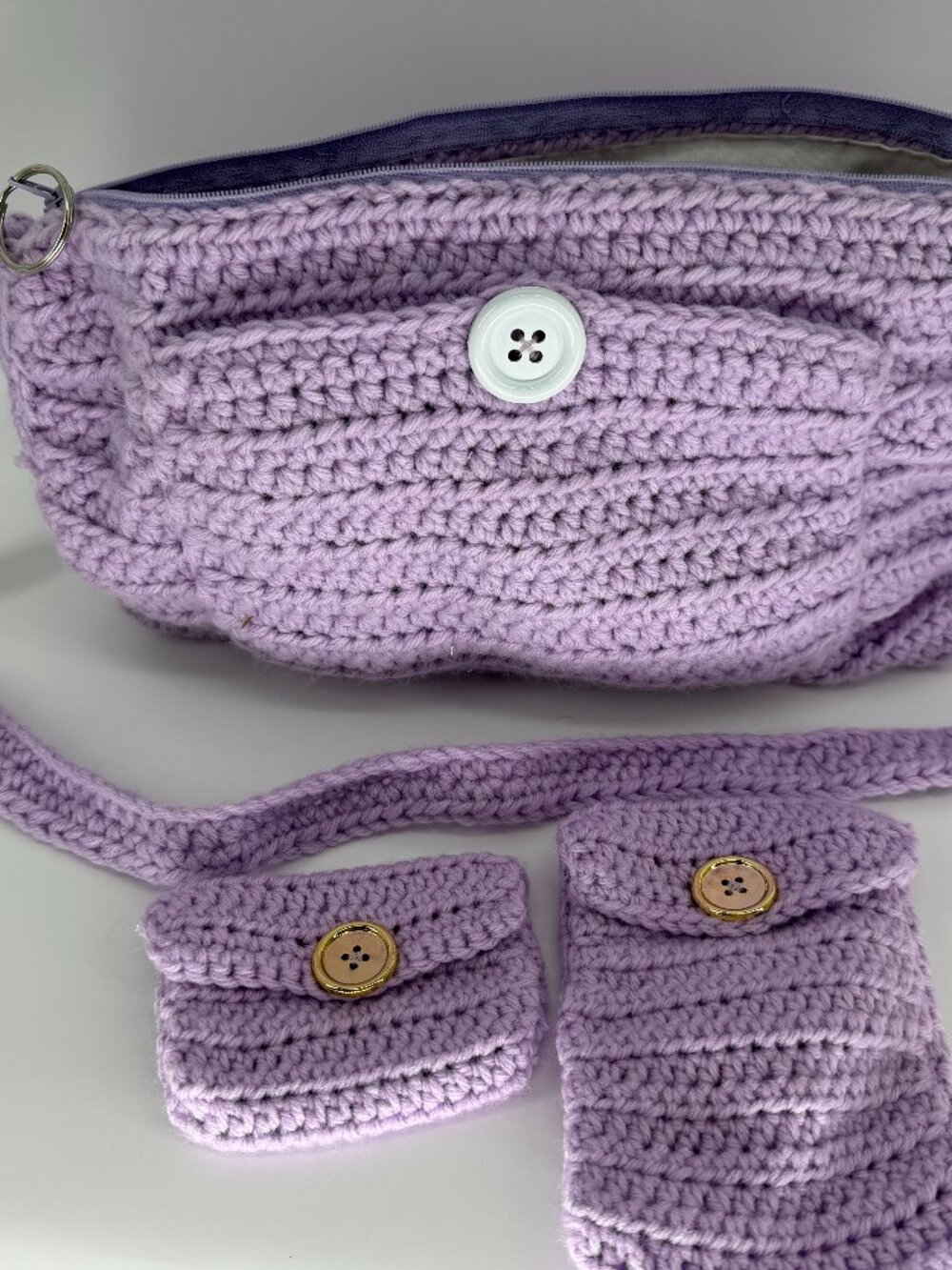 Handmade Lilac Crochet Shoulder Bag Set